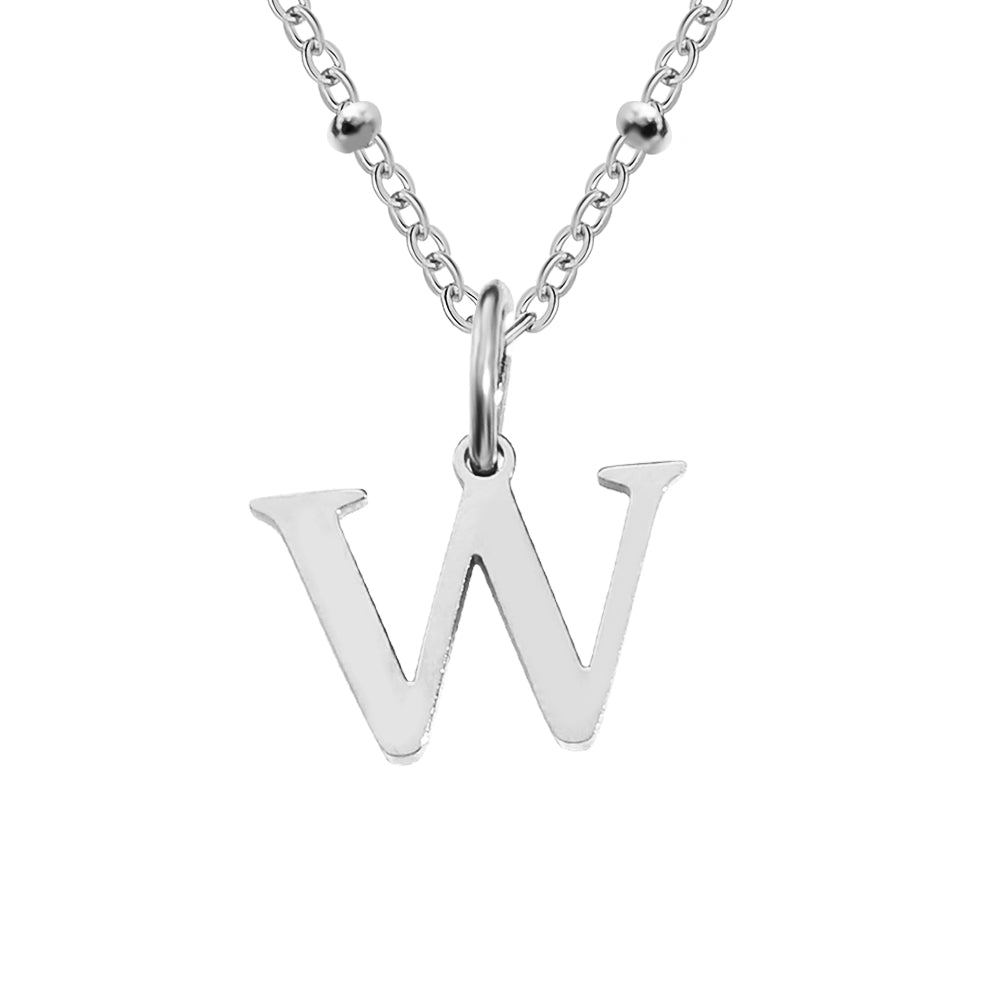Silver Beaded Initial Personalised Letter Jewellery Necklace