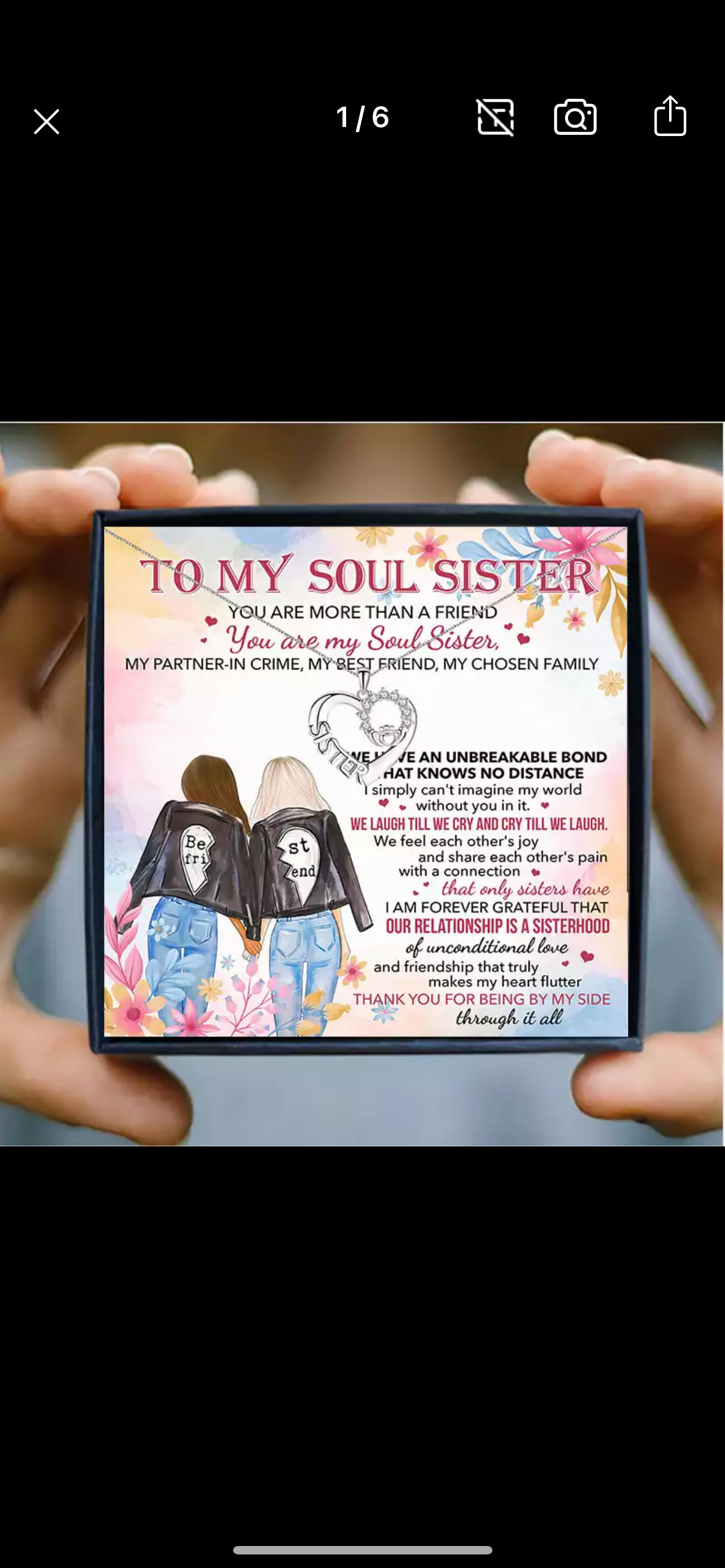 To My Soul Sister Womens Necklace Friendship BFF Crystal Heart Crown Letter Pendant Necklace