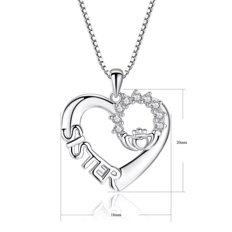 To My Soul Sister Womens Necklace Friendship BFF Crystal Heart Crown Letter Pendant Necklace