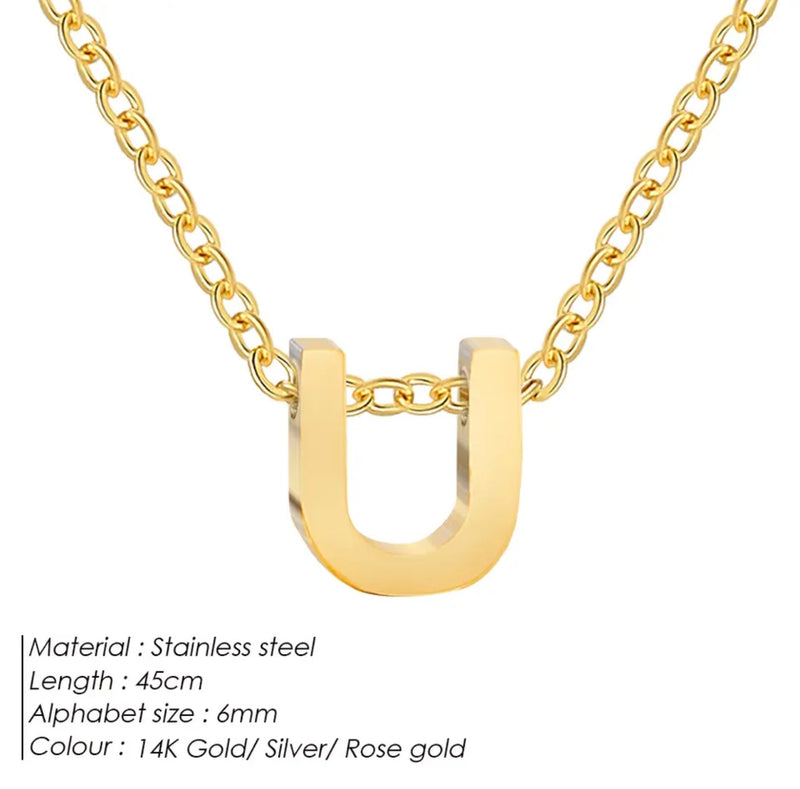 Dainty Initial Charm Letter Jewellery Pendant Necklace