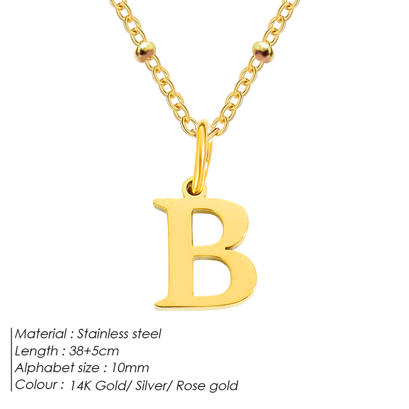 Gold Beaded Personalised Initial Letter Jewellery Necklace