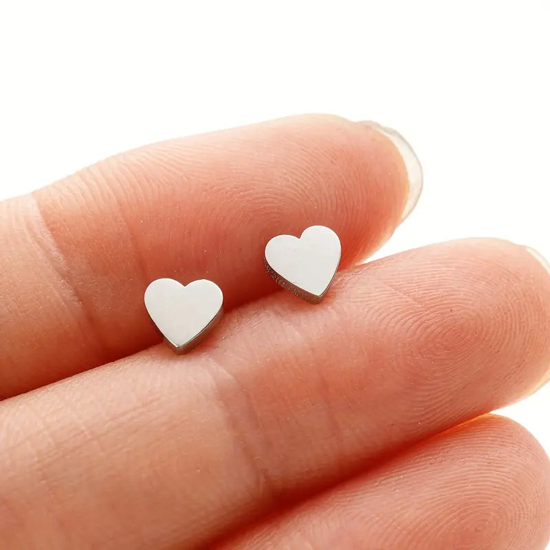 Love Heart Stud Stainless Steel Earrings