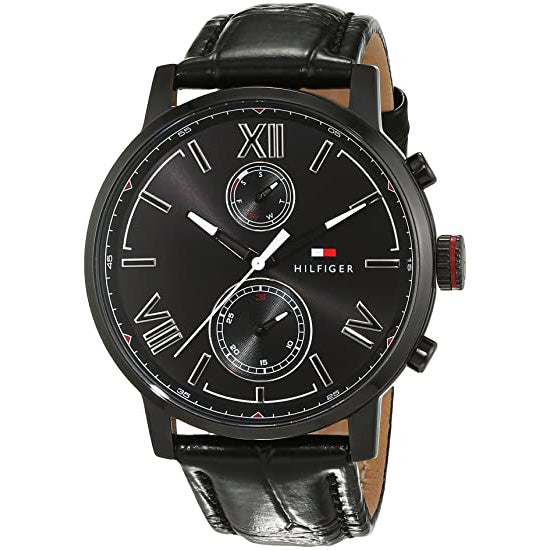 Tommy Hilfiger Alden Men's Black Leather Watch 1791310