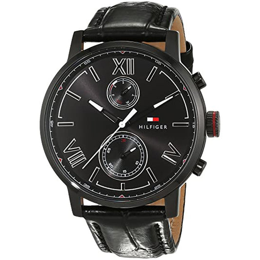 Tommy Hilfiger Alden Men's Black Leather Watch 1791310