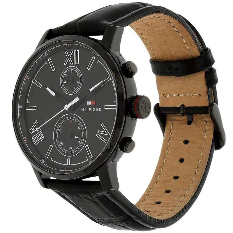 Tommy Hilfiger Alden Men's Black Leather Watch 1791310