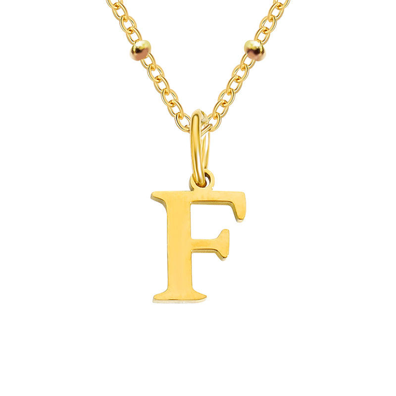 Gold Beaded Personalised Initial Letter Jewellery Necklace