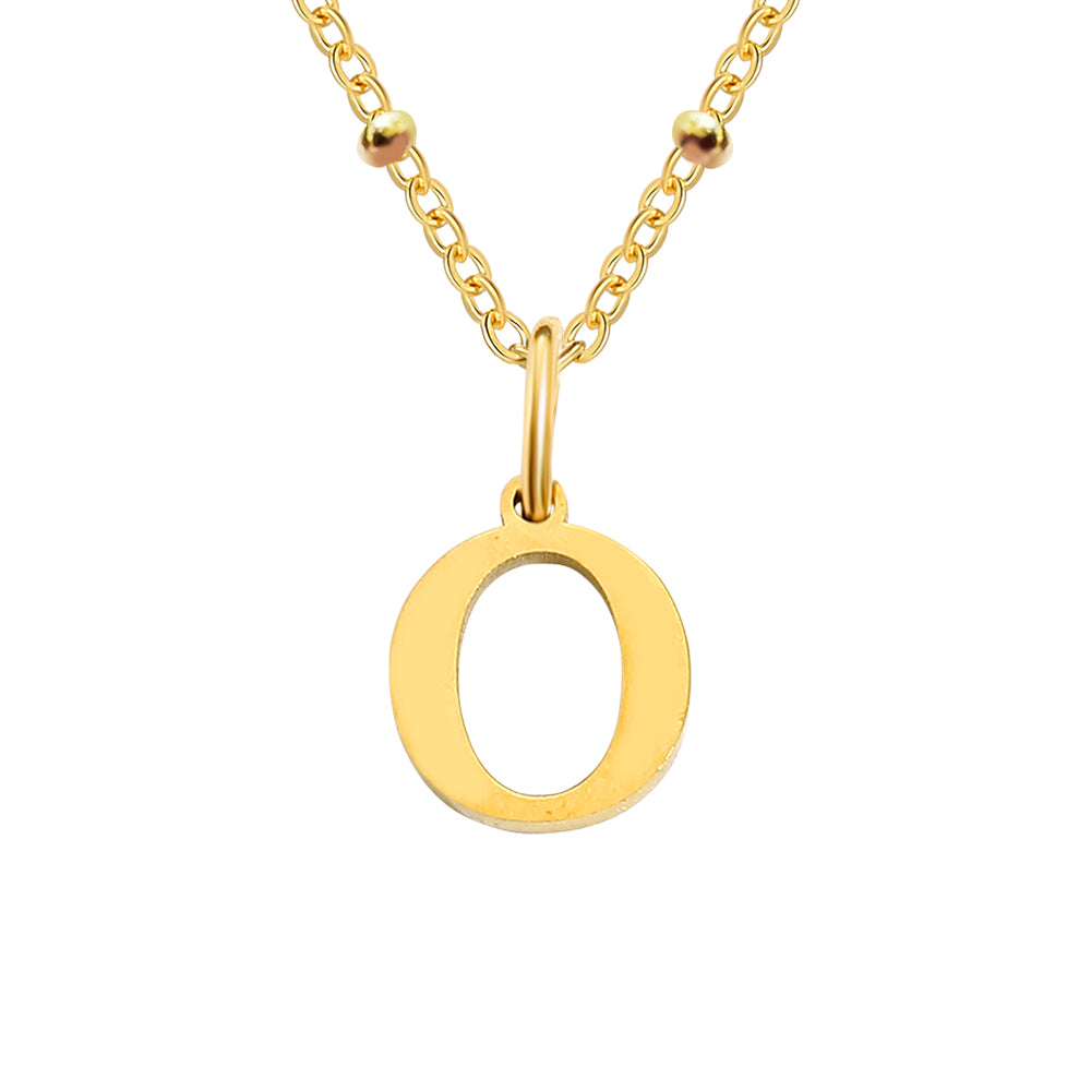 Gold Beaded Personalised Initial Letter Jewellery Necklace