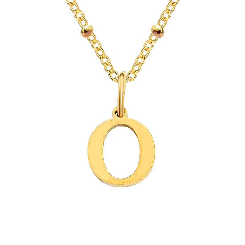 Gold Beaded Personalised Initial Letter Jewellery Necklace