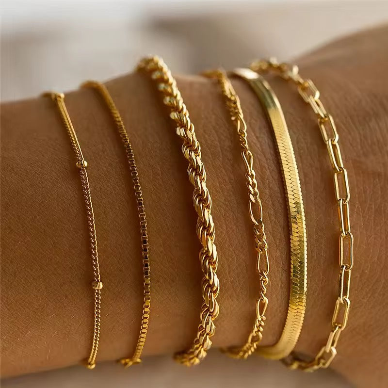 6Pcs Gold Multilayer Boho Bracelet Set
