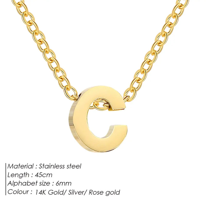 Dainty Initial Charm Letter Jewellery Pendant Necklace