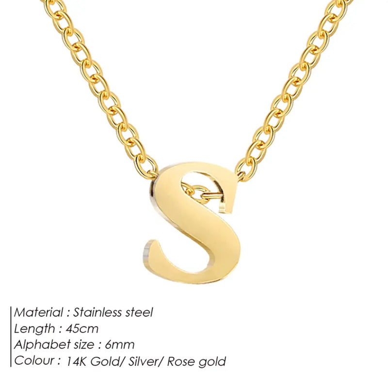 Dainty Initial Charm Letter Jewellery Pendant Necklace