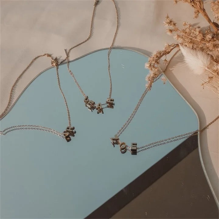 Dainty Initial Charm Letter Jewellery Pendant Necklace