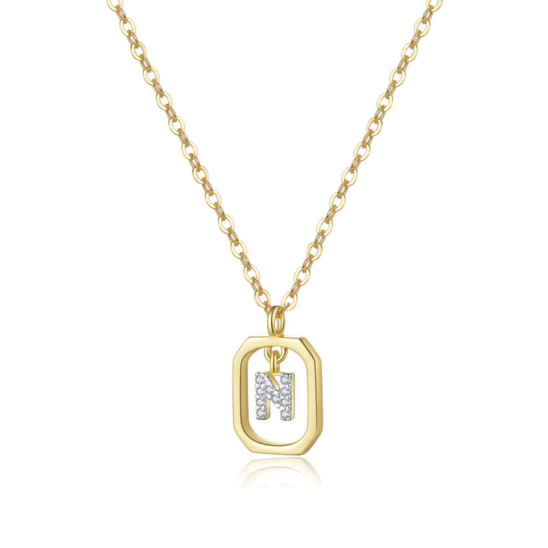 925 Sterling Silver Gold Plated Letter Necklace Alphabet Charm Initial Gift Letter Necklace