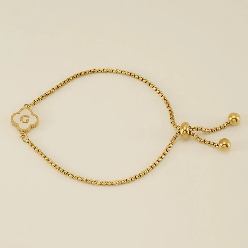 Personalised Gold A-Z Initial Clover Letter Bracelet
