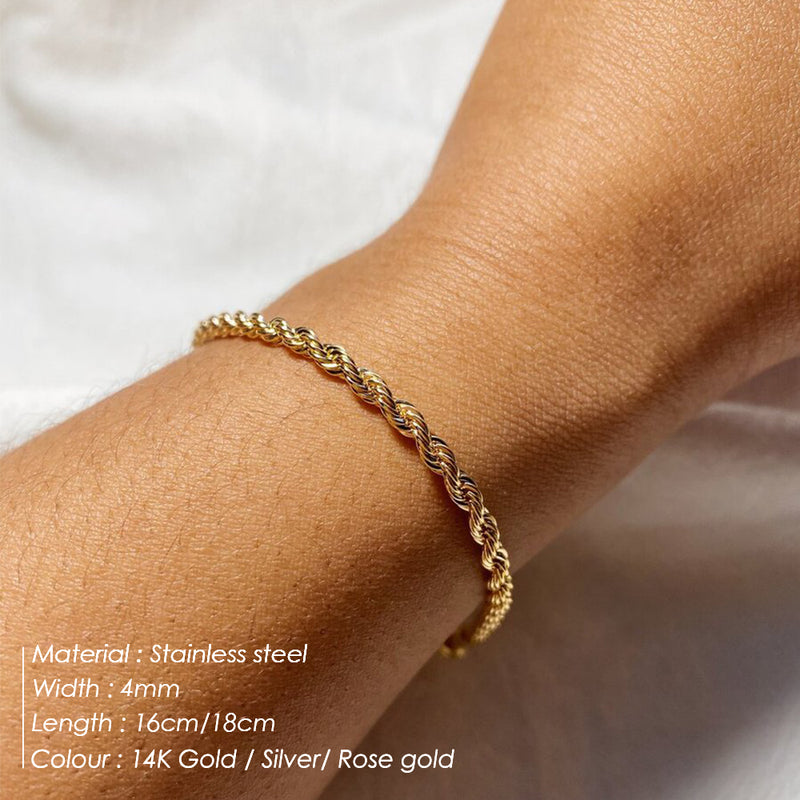 Silver Twisted Rope Chain Bracelet