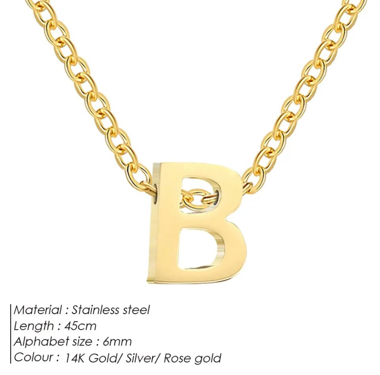 Dainty Initial Charm Letter Jewellery Pendant Necklace