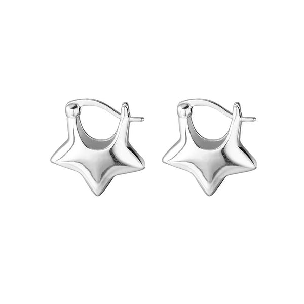 925 Sterling Silver Star Shape Chunky
Luxury Clip Earrings for Women