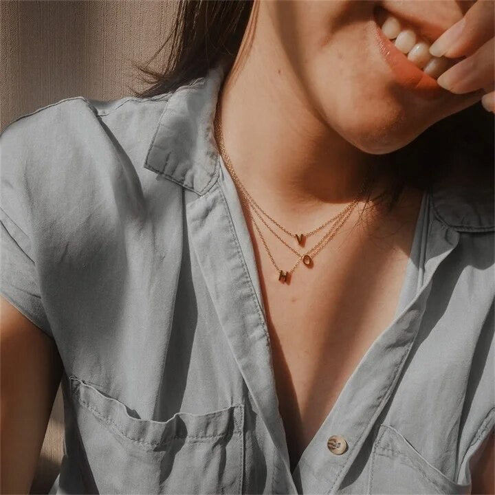 Dainty Initial Charm Letter Jewellery Pendant Necklace