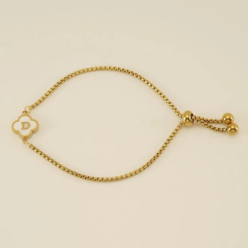 Personalised Gold A-Z Initial Clover Letter Bracelet