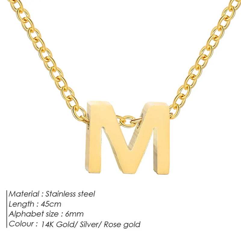 Dainty Initial Charm Letter Jewellery Pendant Necklace