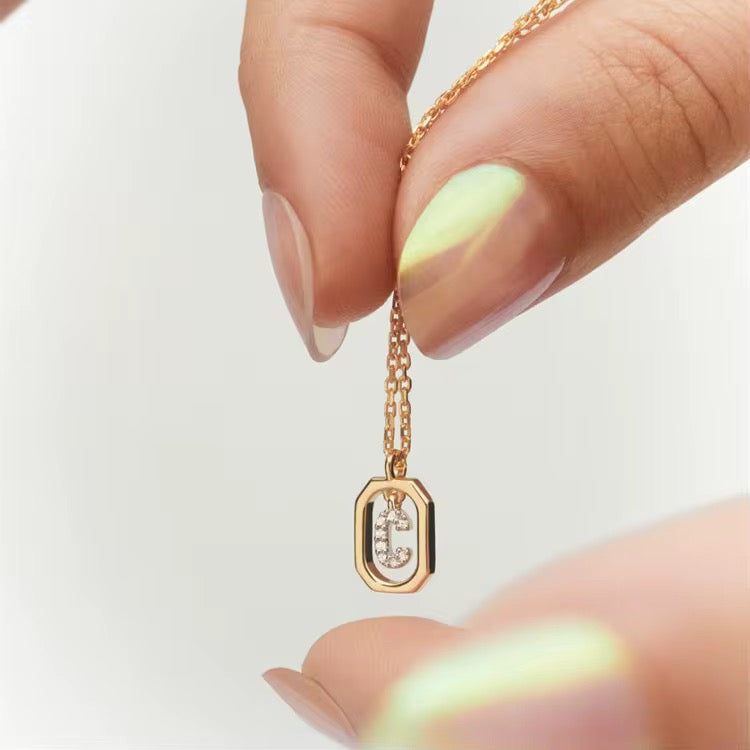 925 Sterling Silver Gold Plated Letter Necklace Alphabet Charm Initial Gift Letter Necklace