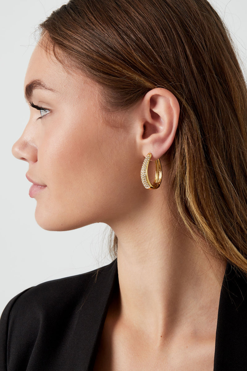 Gold Oval Dazzle Earrings