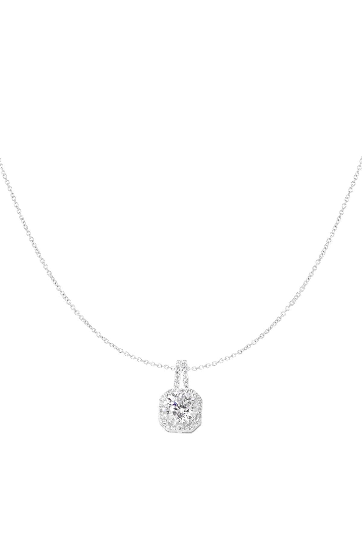 925 Sterling Silver Square Cubic Zirconia Necklace