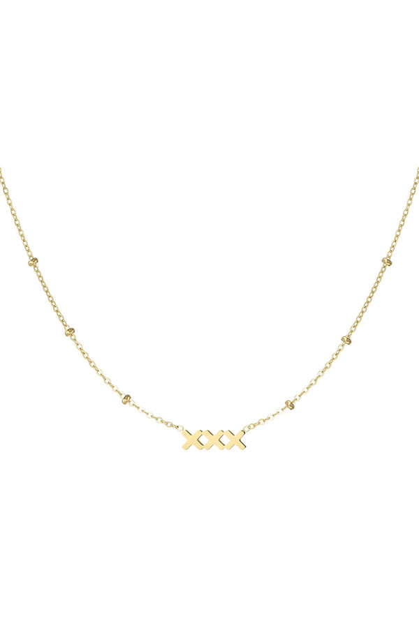 Gold Beaded Triple XXX Necklace