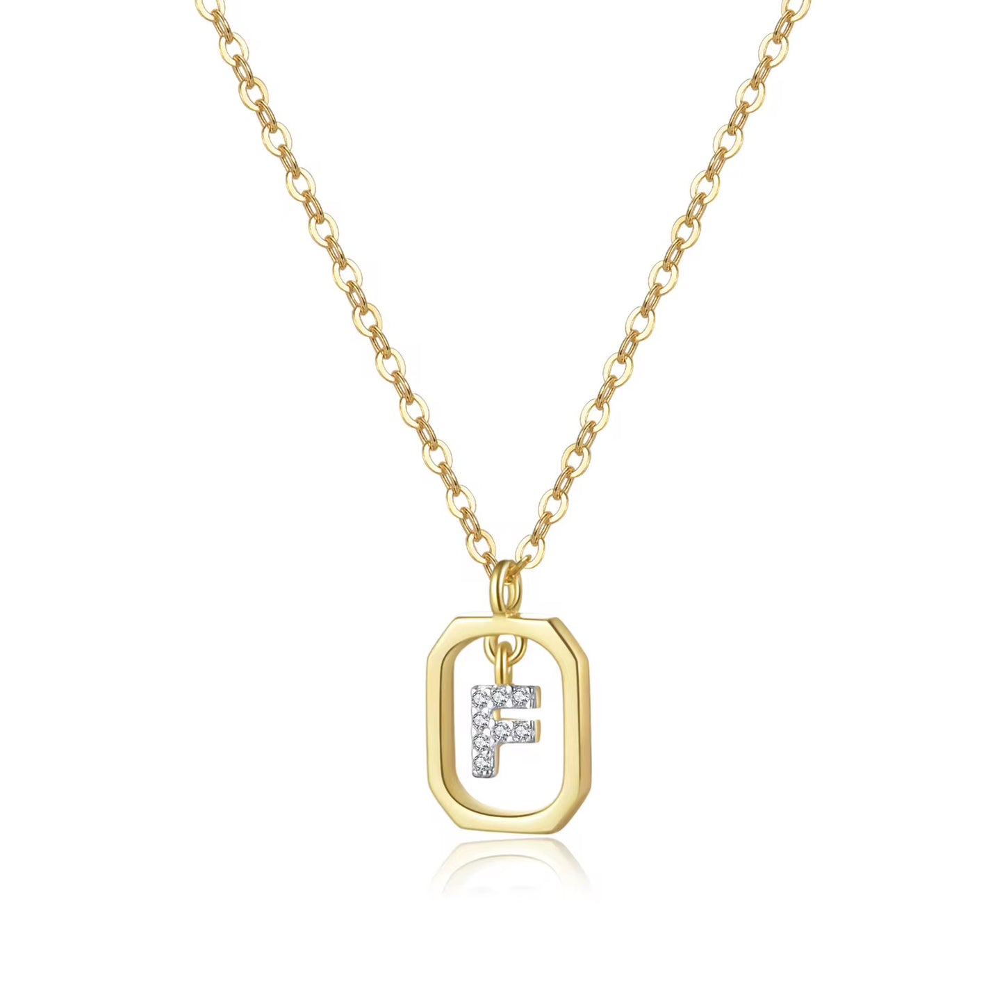 925 Sterling Silver Gold Plated Letter Necklace Alphabet Charm Initial Gift Letter Necklace