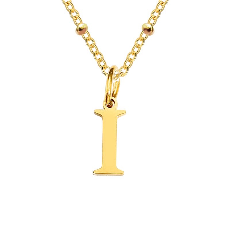Gold Beaded Personalised Initial Letter Jewellery Necklace