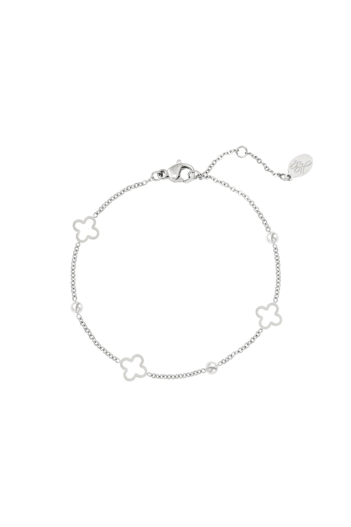 Silver Open Clover Beaded Bracelet