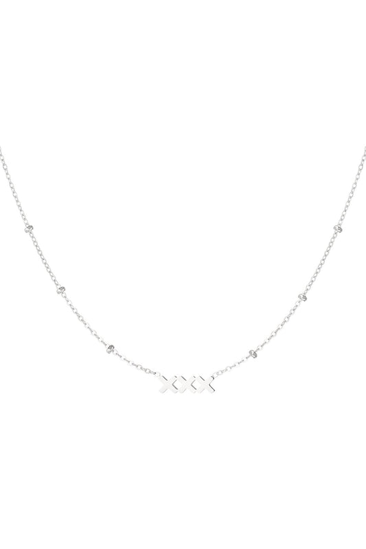Silver Beaded Triple XXX Necklace