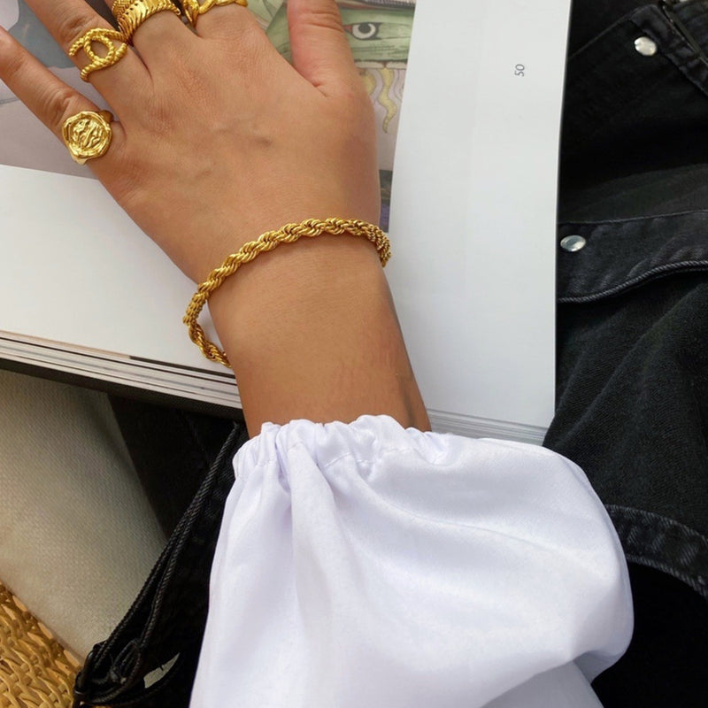 Silver Twisted Rope Chain Bracelet