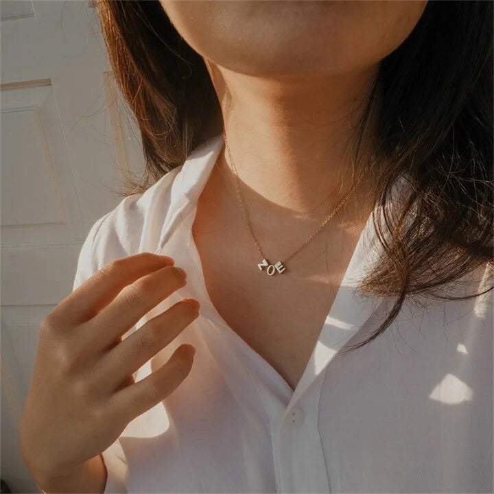 Dainty Initial Charm Letter Jewellery Pendant Necklace