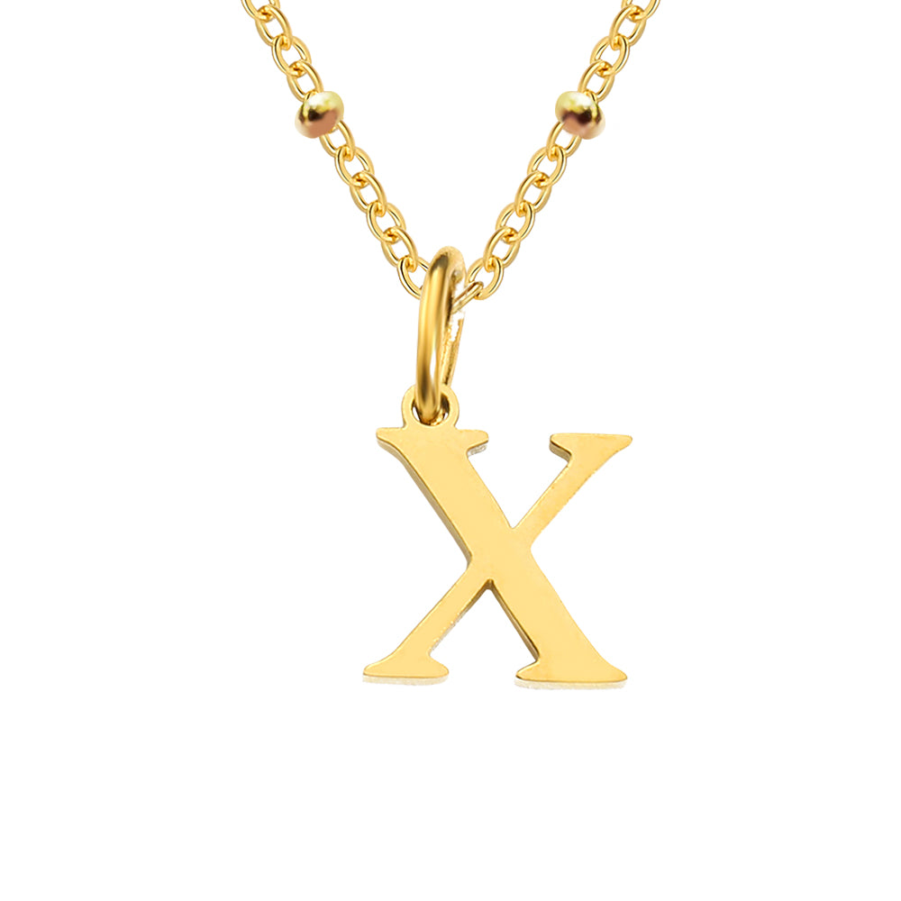 Gold Beaded Personalised Initial Letter Jewellery Necklace