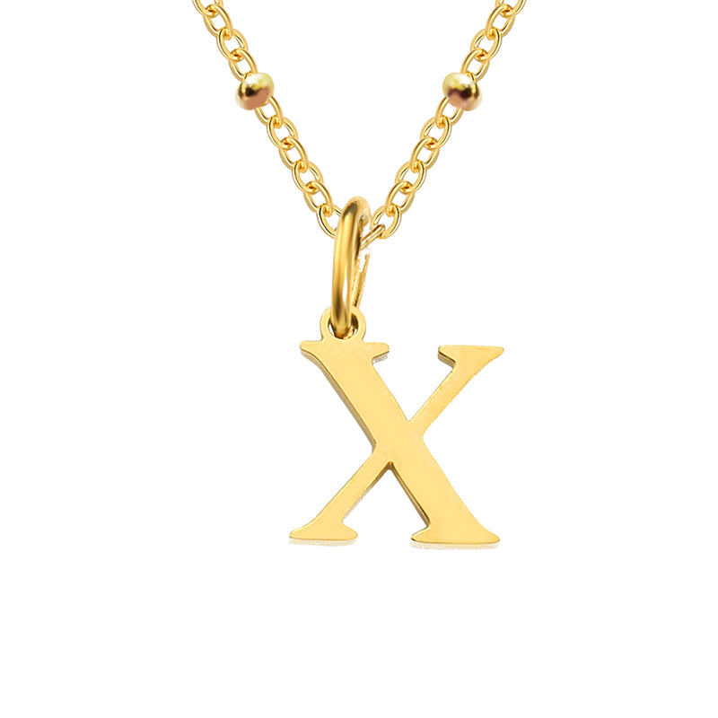 Gold Beaded Personalised Initial Letter Jewellery Necklace