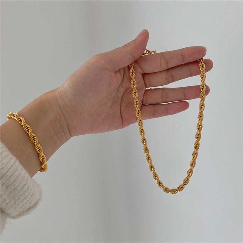 Silver Twisted Rope Chain Bracelet