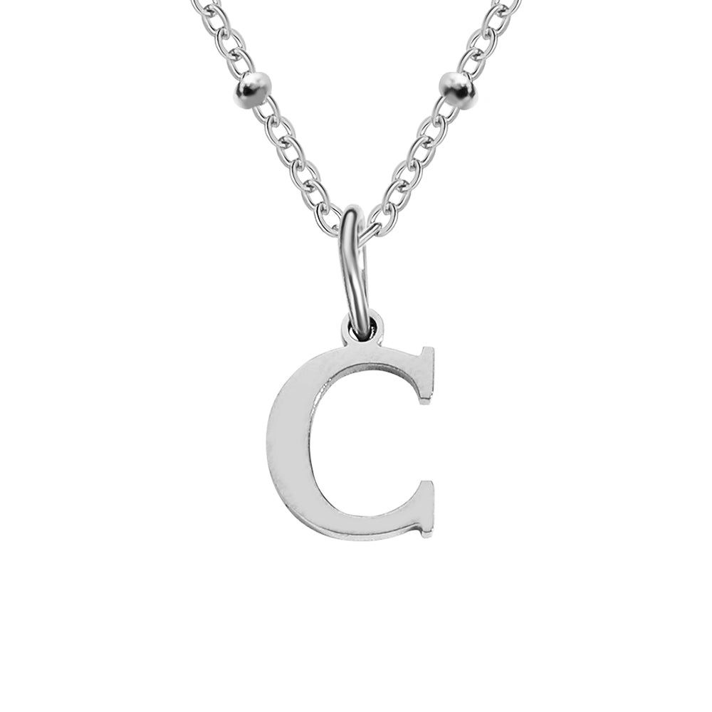 Silver Beaded Initial Personalised Letter Jewellery Necklace