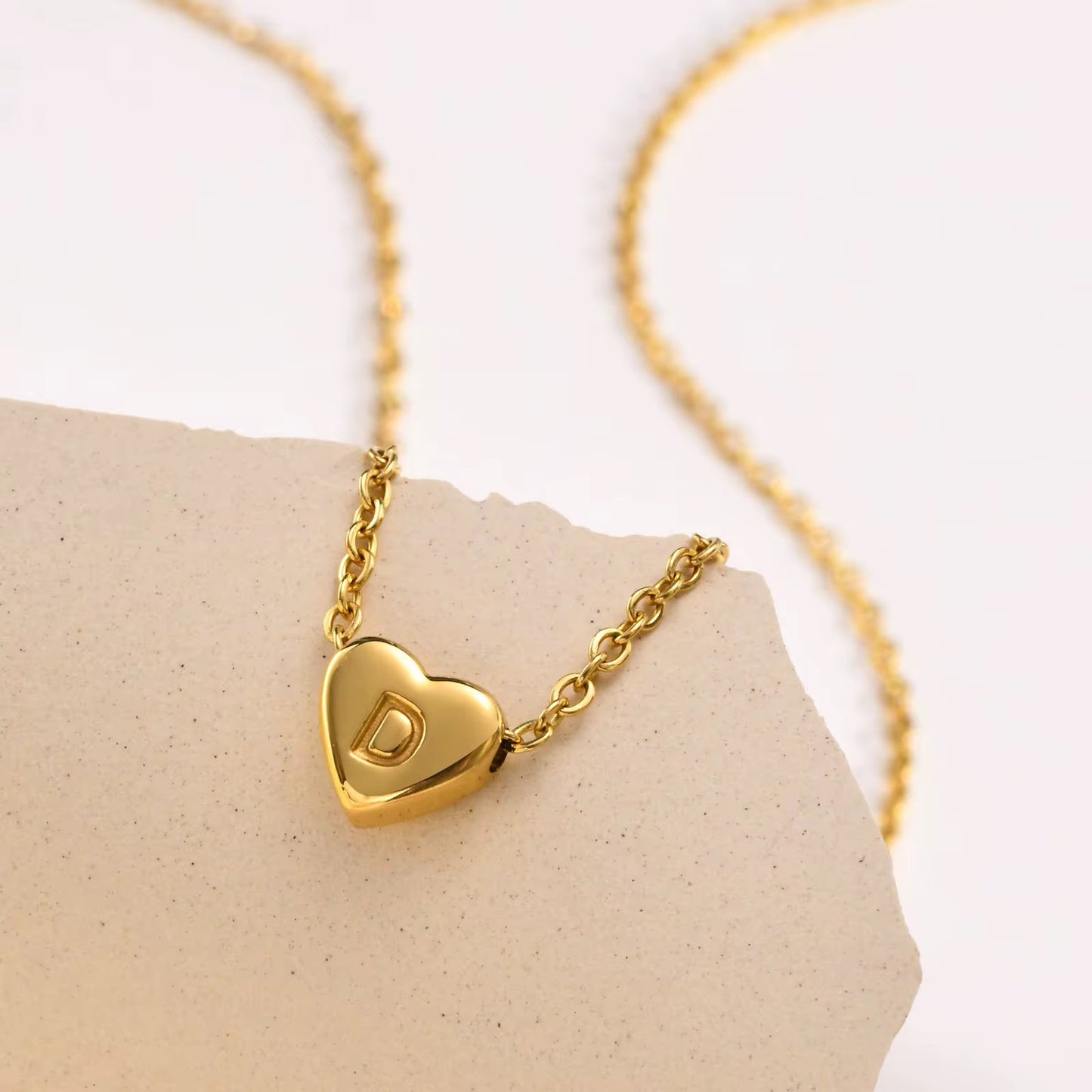 Gold Personalised Love Heart Initial Letter Jewellery Necklace