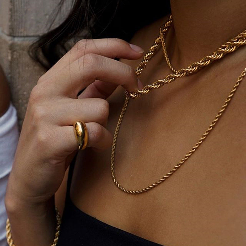 Silver Twisted Rope Chain Necklace