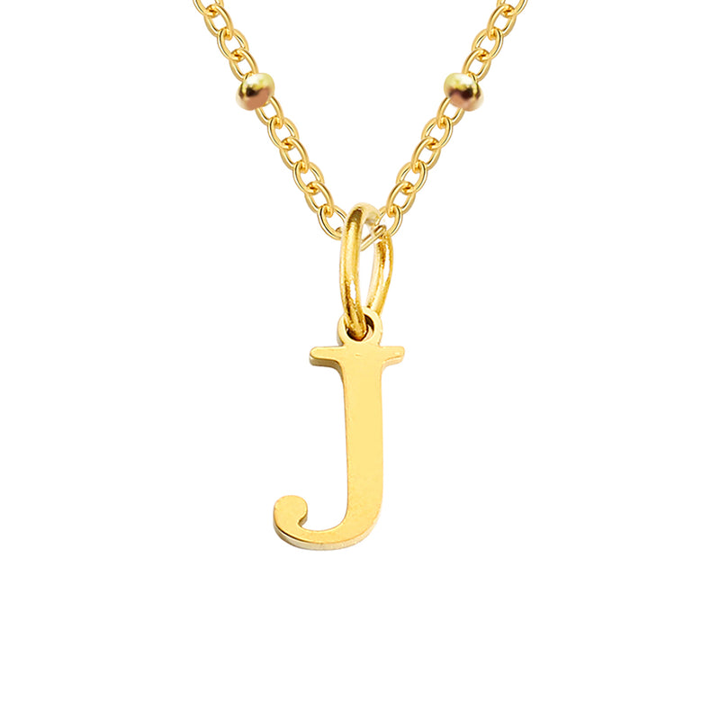Gold Beaded Personalised Initial Letter Jewellery Necklace