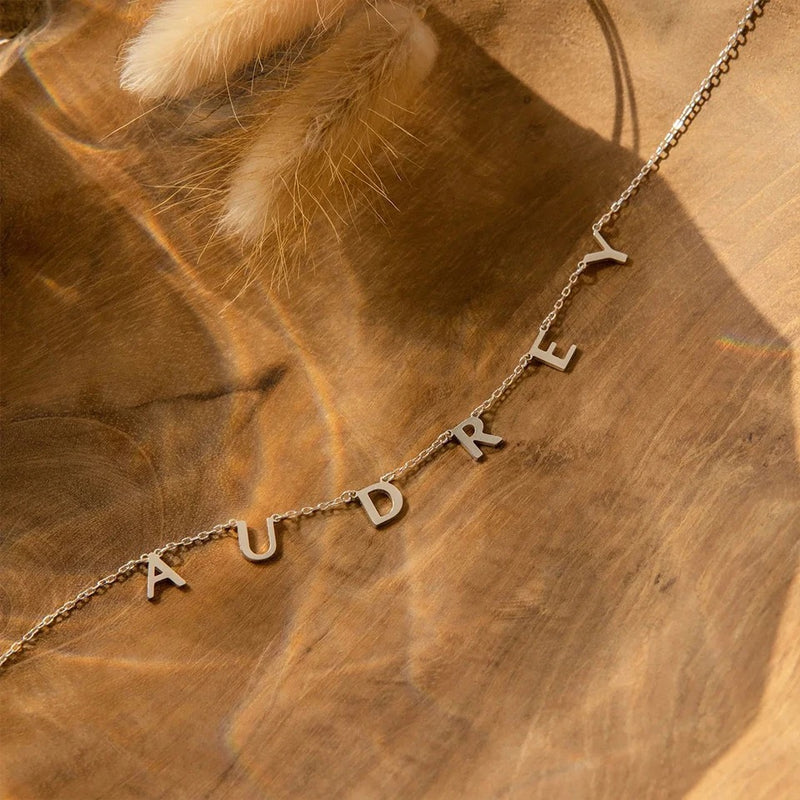 Personalised Custom Letter Choker Necklace Pendant Nameplate Gift