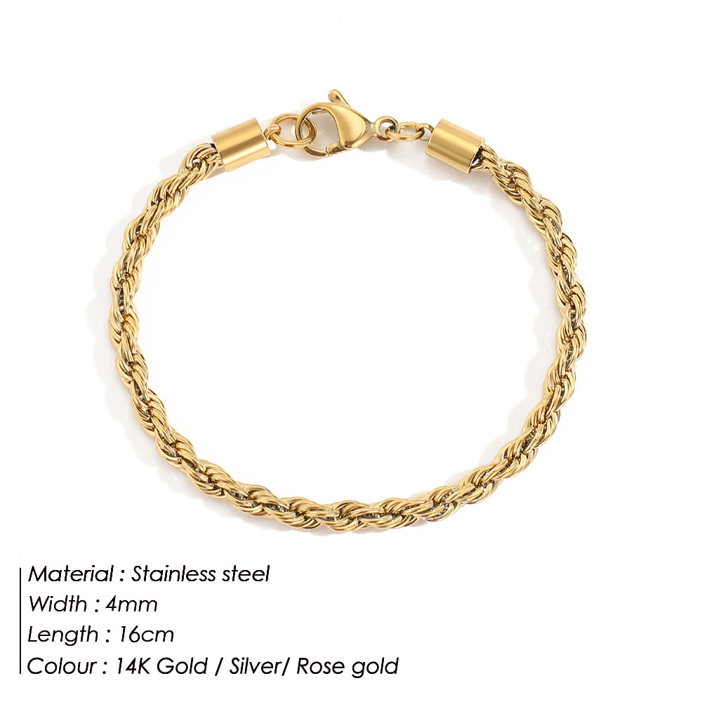 Gold Twisted Rope Chain Bracelet