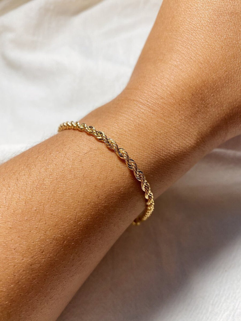 Gold Twisted Rope Chain Bracelet