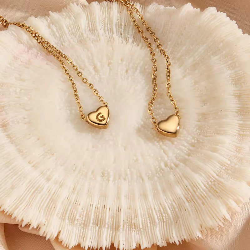 Gold Personalised Love Heart Initial Letter Jewellery Necklace
