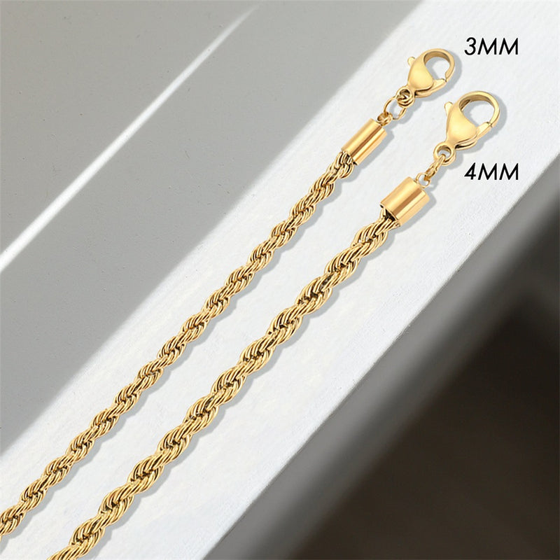 Silver Twisted Rope Chain Bracelet