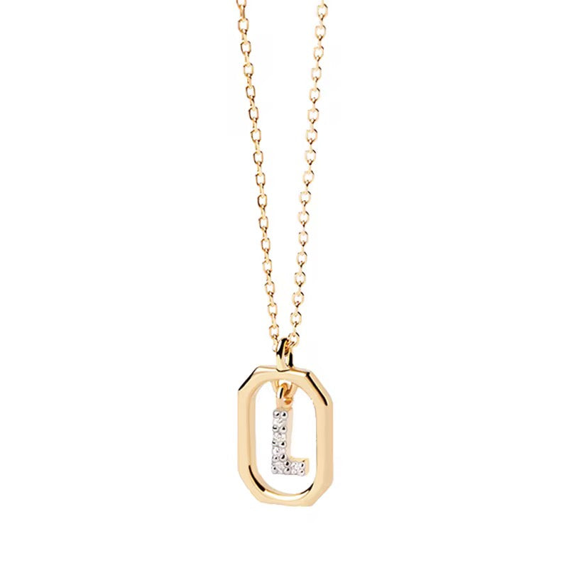 925 Sterling Silver Gold Plated Letter Necklace Alphabet Charm Initial Gift Letter Necklace