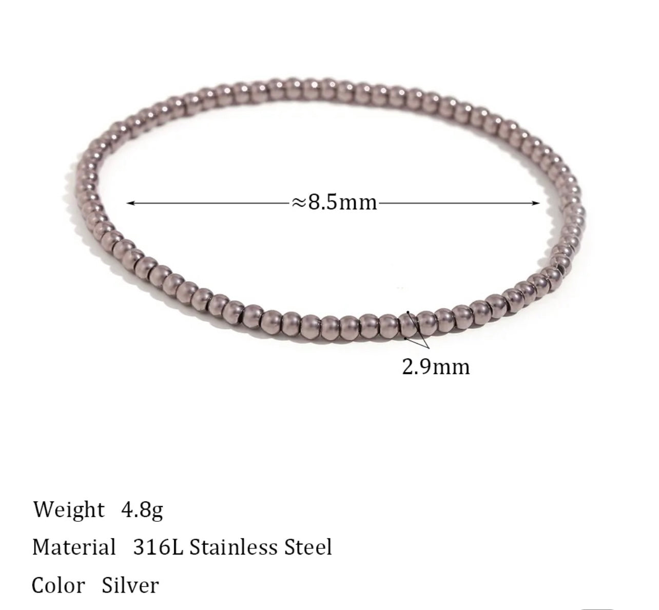 Silver Ball Bead Bracelet