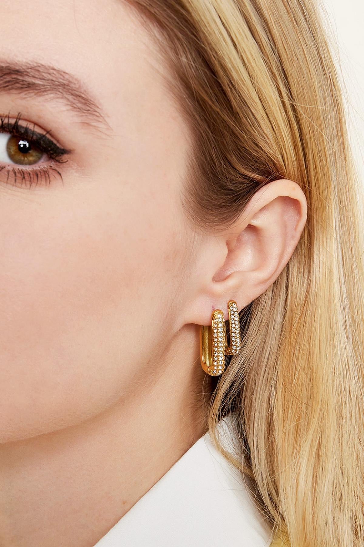 Gold Shimmer Spark CZ Earrings