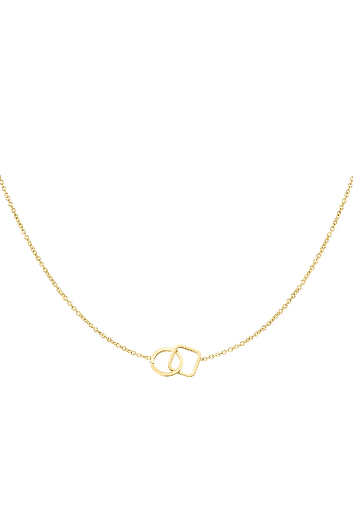 Connected Round and Square Chain Necklace